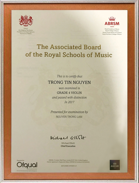 ABRSM certificate